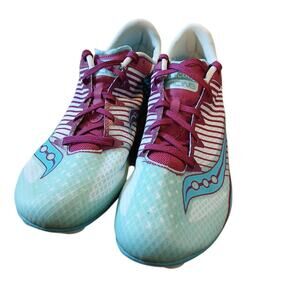 Saucony Vendetta 2 Women Light Blue Purple Track & Field Cleats Shoes Size 9